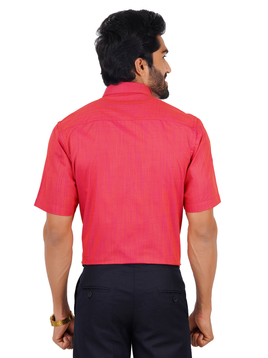 Mens Cotton Formal Shirt Half Sleeves Red T32 TH4-Back view