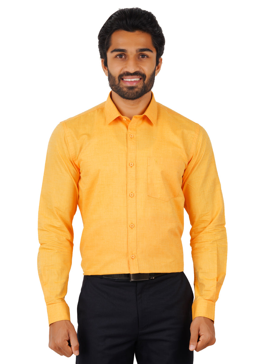 Mens Cotton Formal Shirt Full Sleeves Light Orange T16 CO8