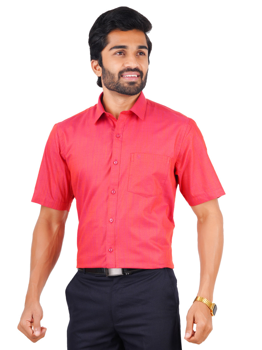Mens Cotton Formal Shirt Half Sleeves Red T32 TH4