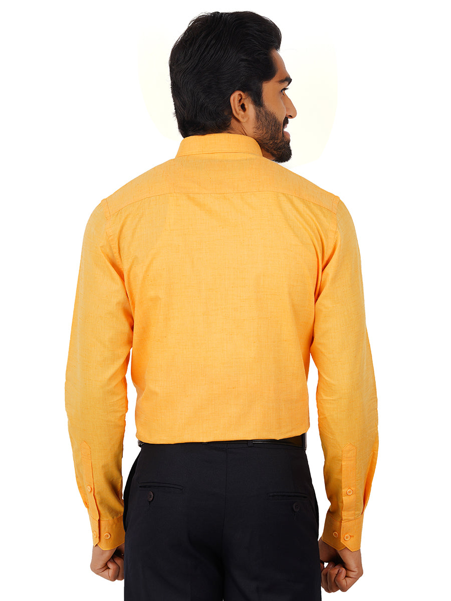 Mens Cotton Formal Shirt Full Sleeves Light Orange T16 CO8-Back view