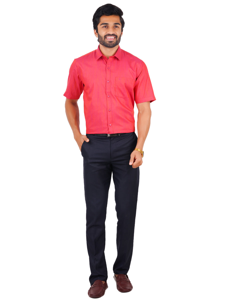 Mens Cotton Formal Shirt Half Sleeves Red T32 TH4-Full view