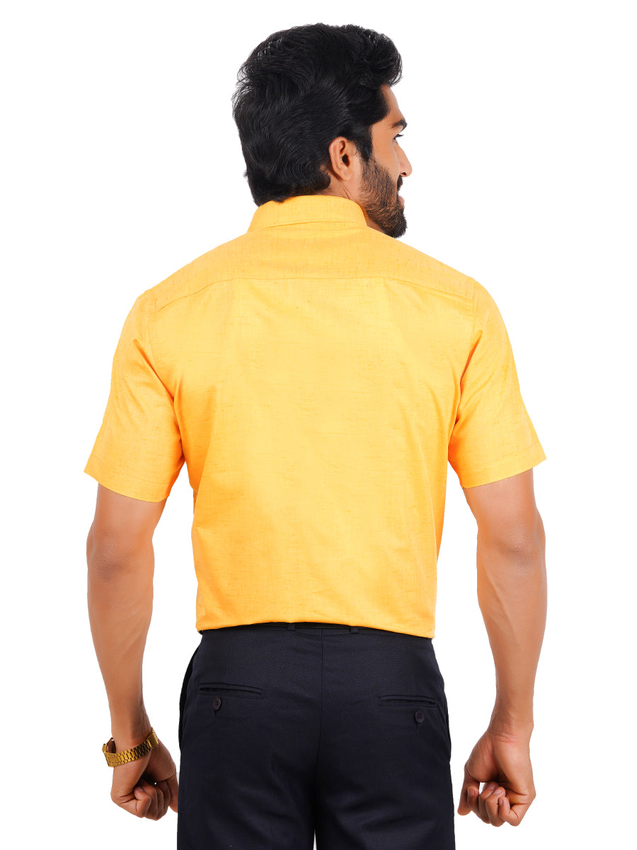 Mens Cotton Formal Shirt Half Sleeves Light Orange T16 CO8-Back view