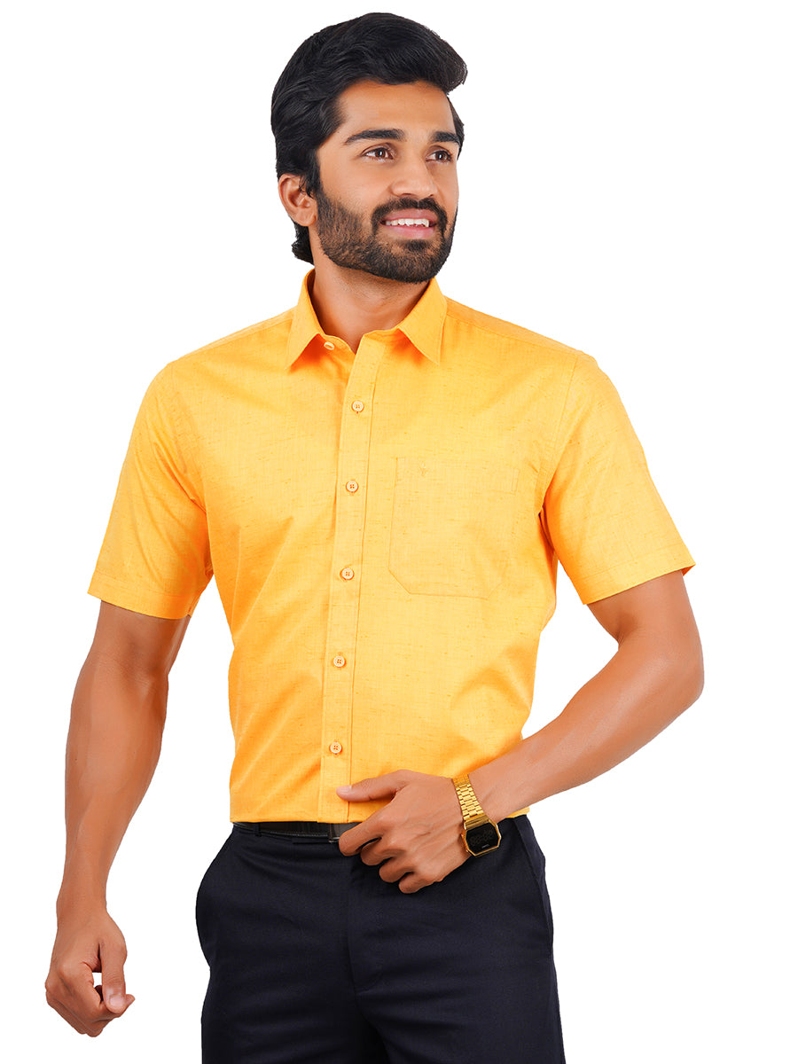 Mens Cotton Formal Shirt Half Sleeves Light Orange T16 CO8
