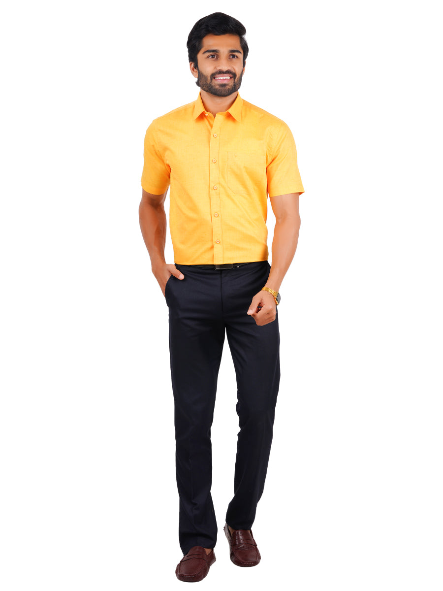 Mens Cotton Formal Shirt Half Sleeves Light Orange T16 CO8-Full view