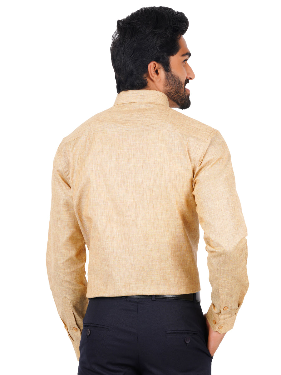 Mens Cotton Blended Formal Shirt Full Sleeves Dark Sandal T12 CK2-Back view