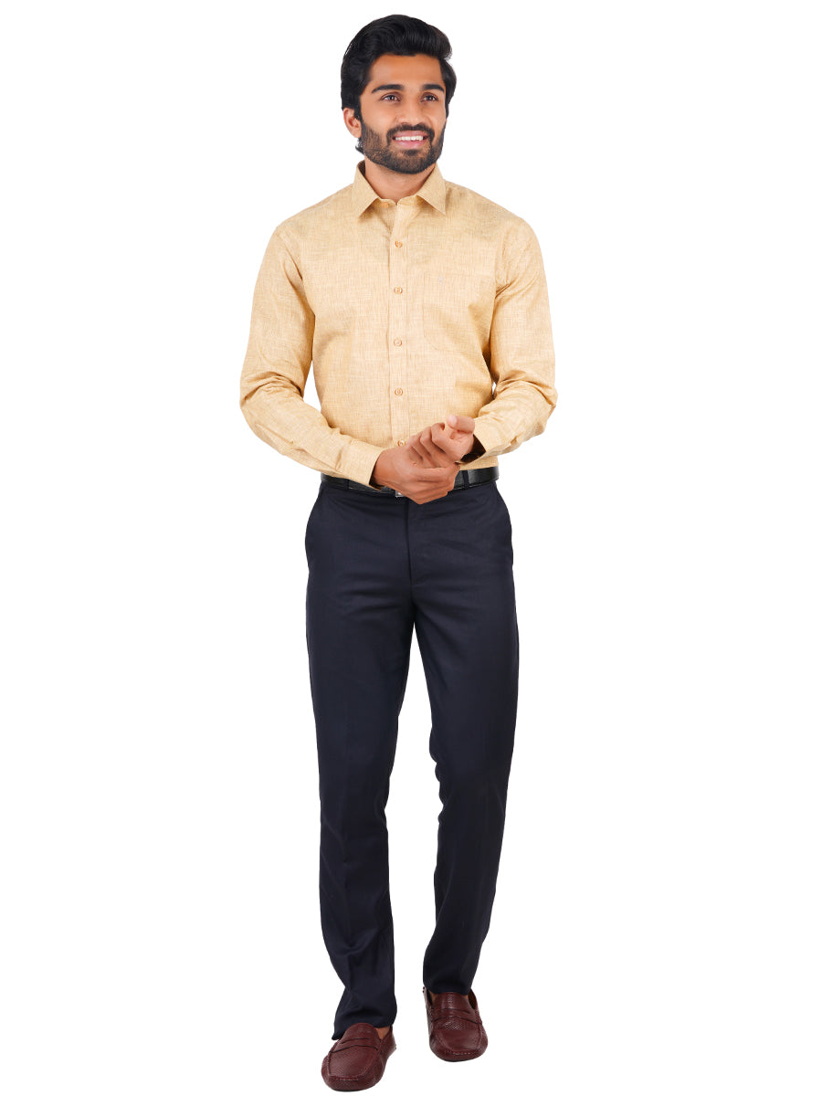 Mens Cotton Blended Formal Shirt Full Sleeves Dark Sandal T12 CK2-Full view