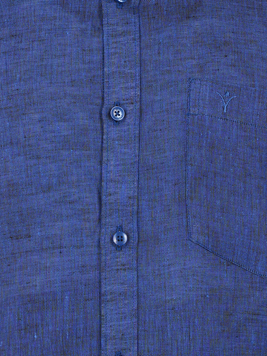 Mens Pure Linen Full Sleeves Shirt Dark Blue-Zoom view