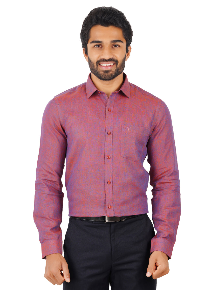 Mens Pure Linen Full Sleeves Shirt Purple