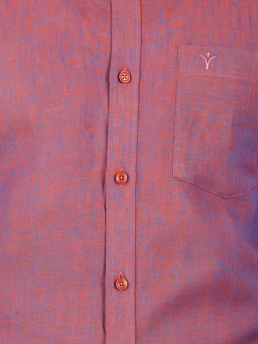 Mens Pure Linen Full Sleeves Shirt Purple-oom view
