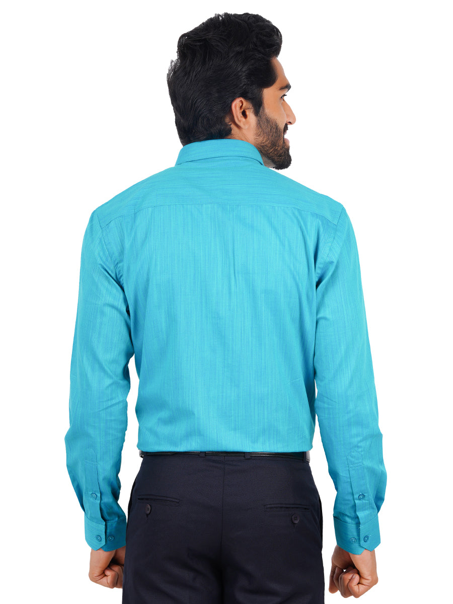 Mens Formal Shirt Full Sleeves Blue T32 TH9-Back view