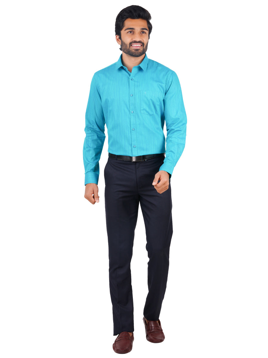 Mens Formal Shirt Full Sleeves Blue T32 TH9-full view