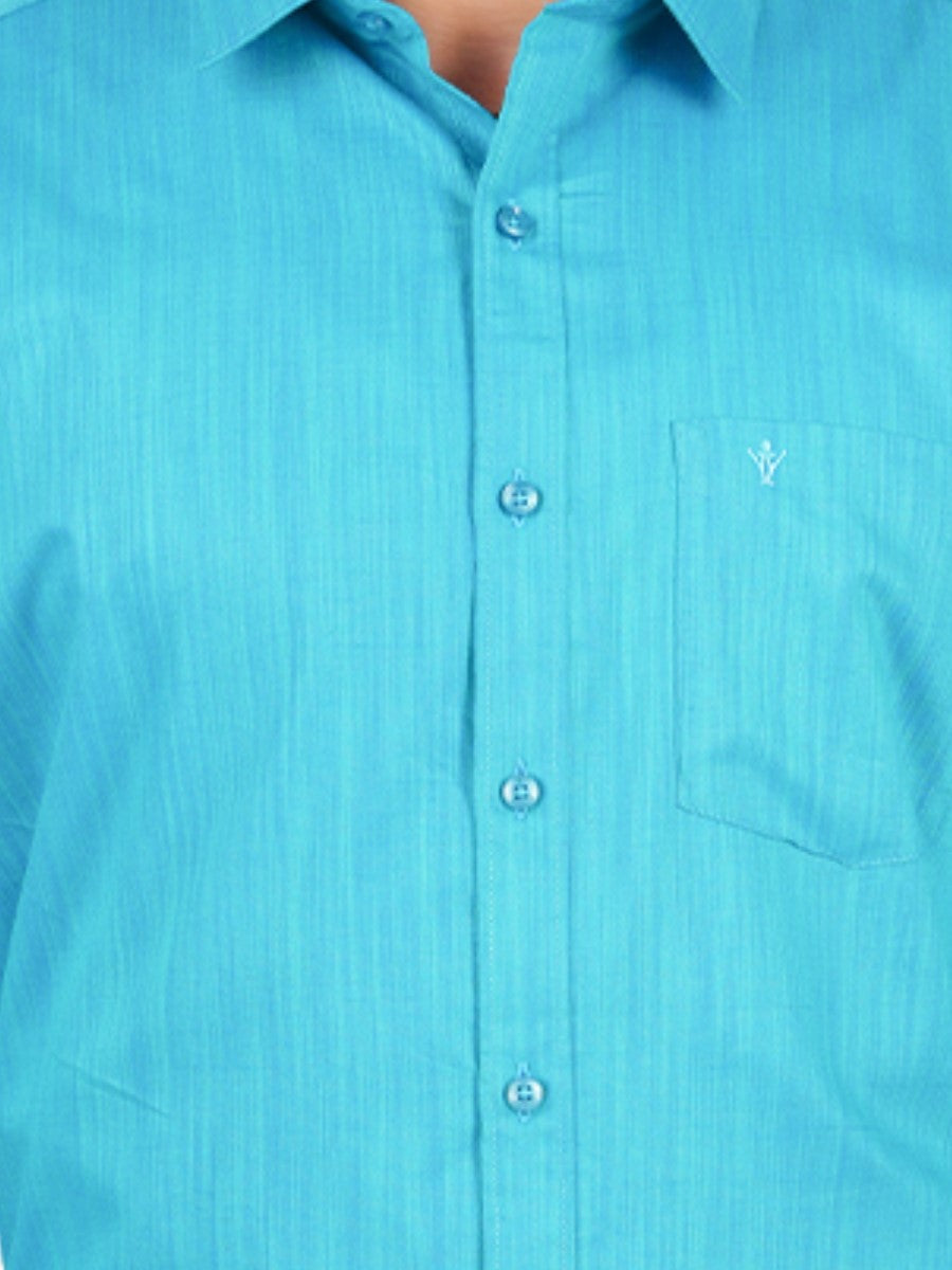 Mens Formal Shirt Full Sleeves Blue T32 TH9-Zoom view