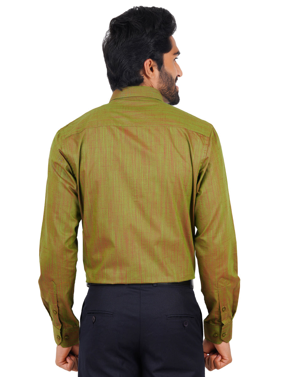 Mens Cotton Formal Shirt Full Sleeves Green T32 TH8-Back v iew