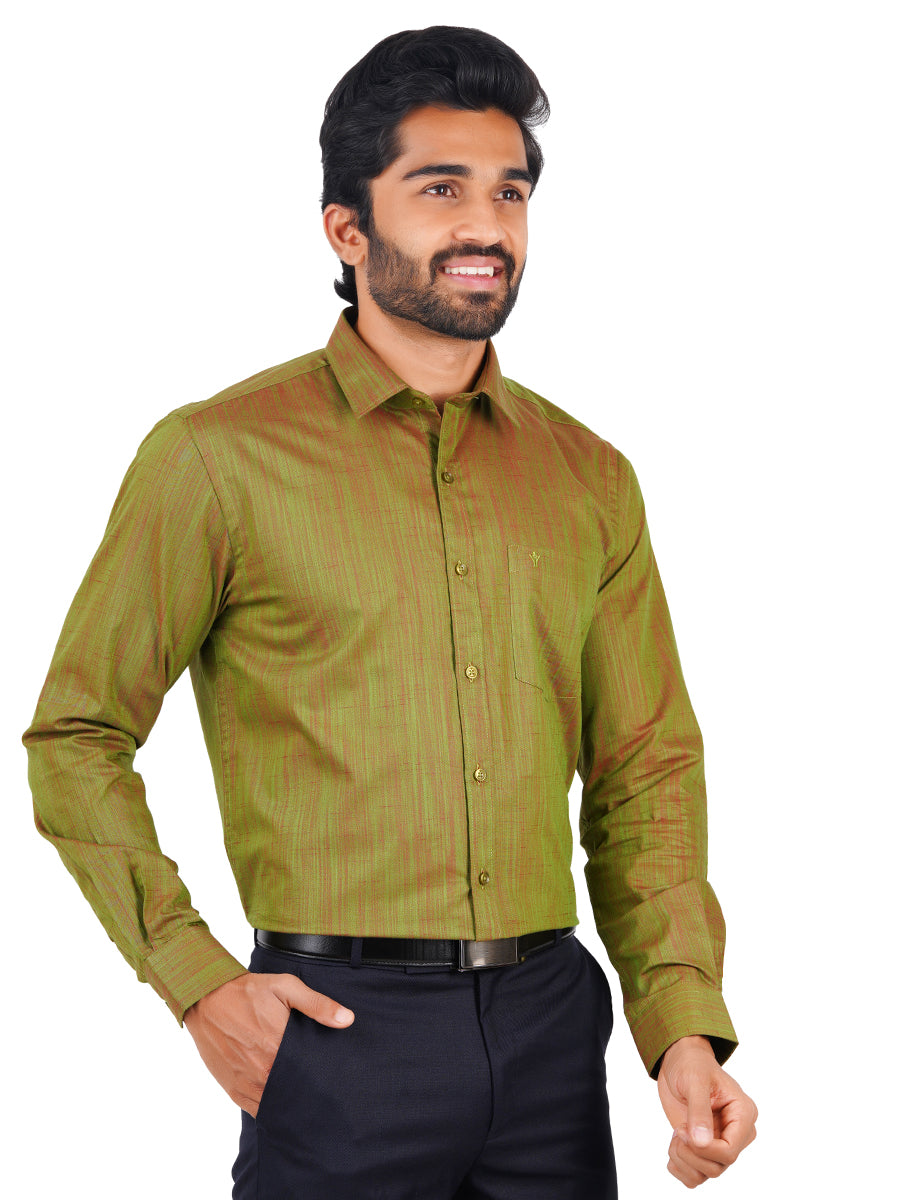 Mens Cotton Formal Shirt Full Sleeves Green T32 TH8-Side view