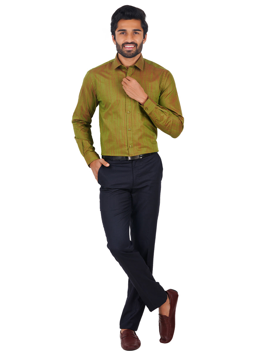 Mens Cotton Formal Shirt Full Sleeves Green T32 TH8-Full view