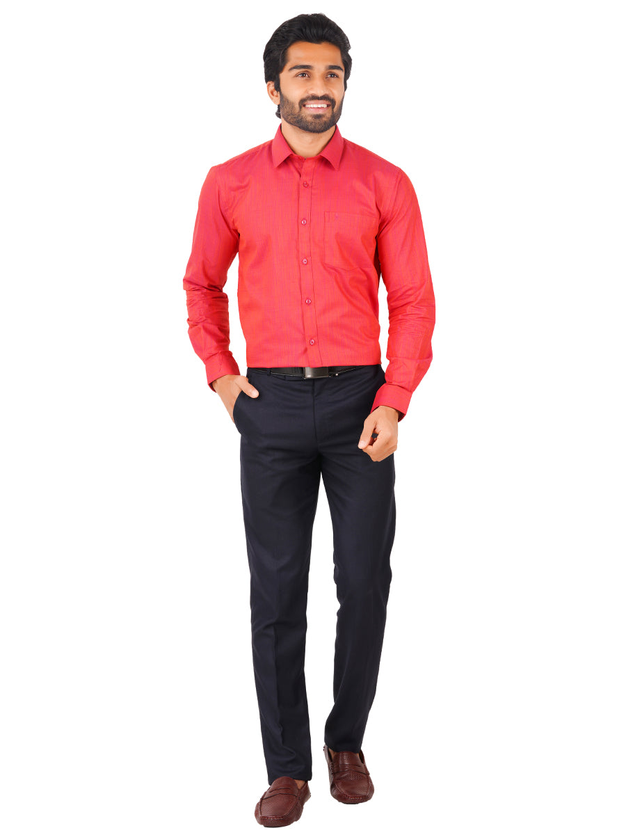 Mens Cotton Formal Shirt Full Sleeves Red T32 TH4-Full view