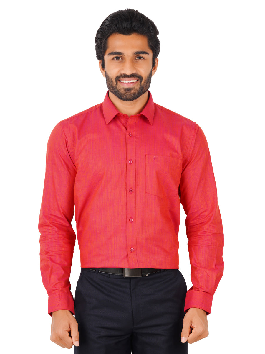 Mens Cotton Formal Shirt Full Sleeves Red T32 TH4