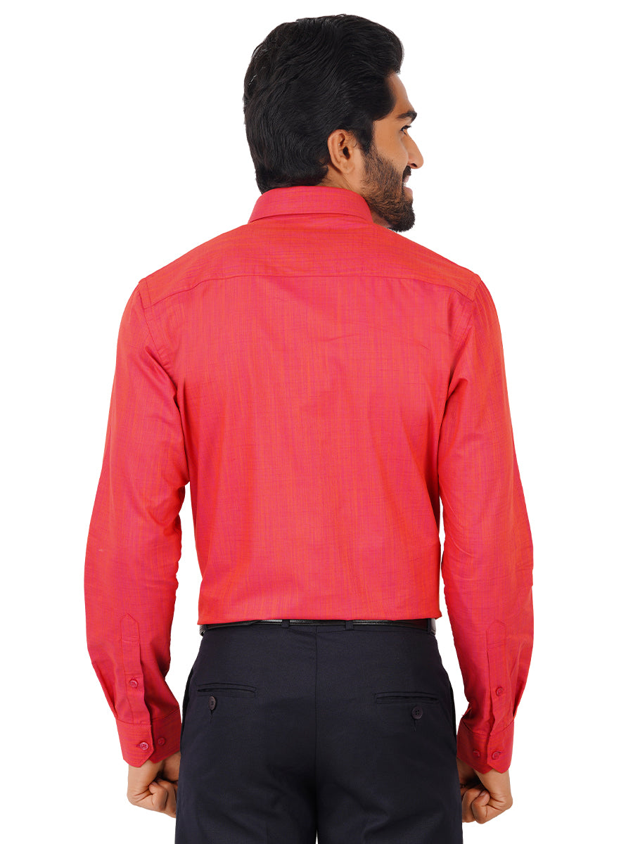 Mens Cotton Formal Shirt Full Sleeves Red T32 TH4-Back view