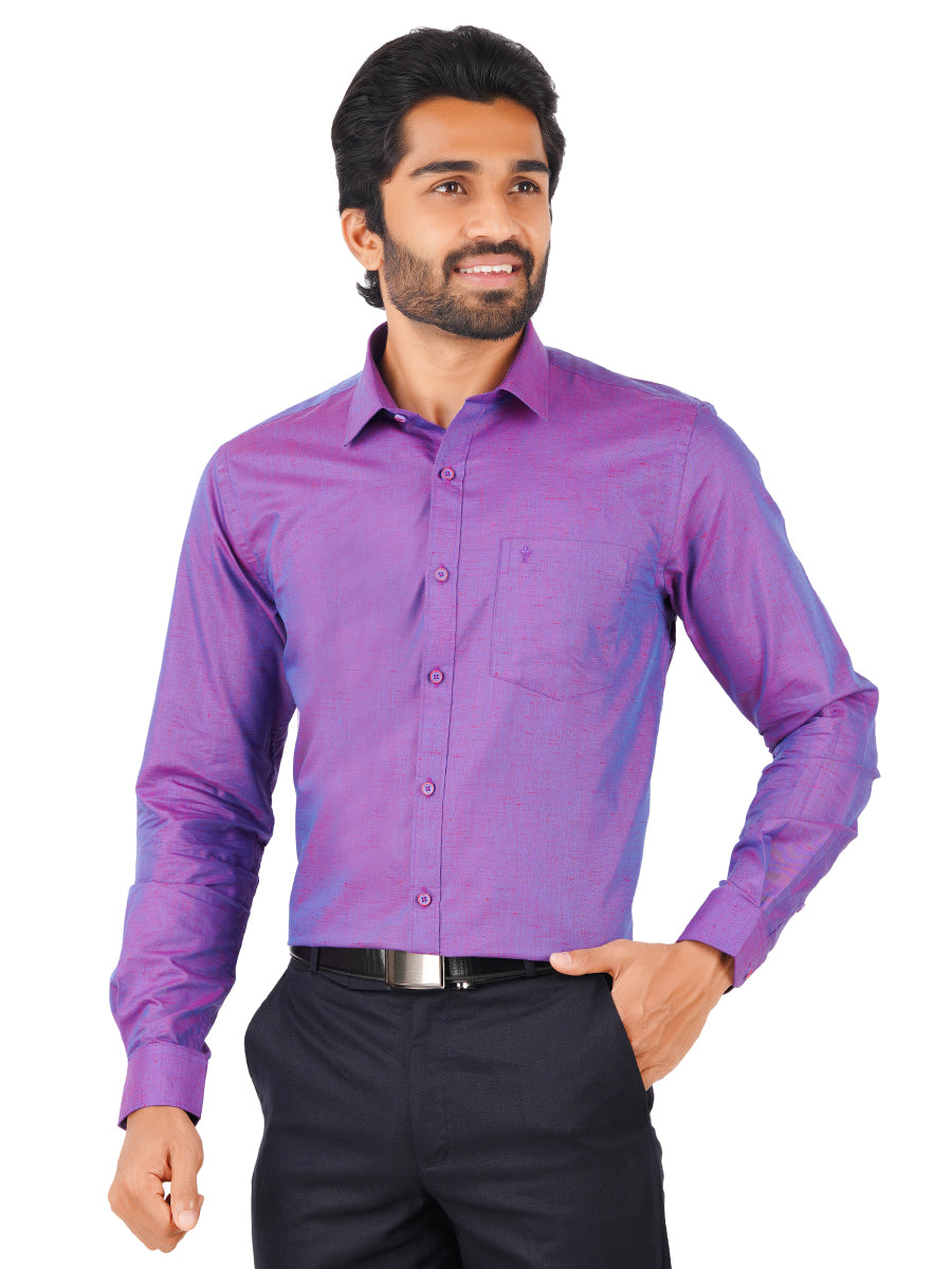 purple color formal shirt
