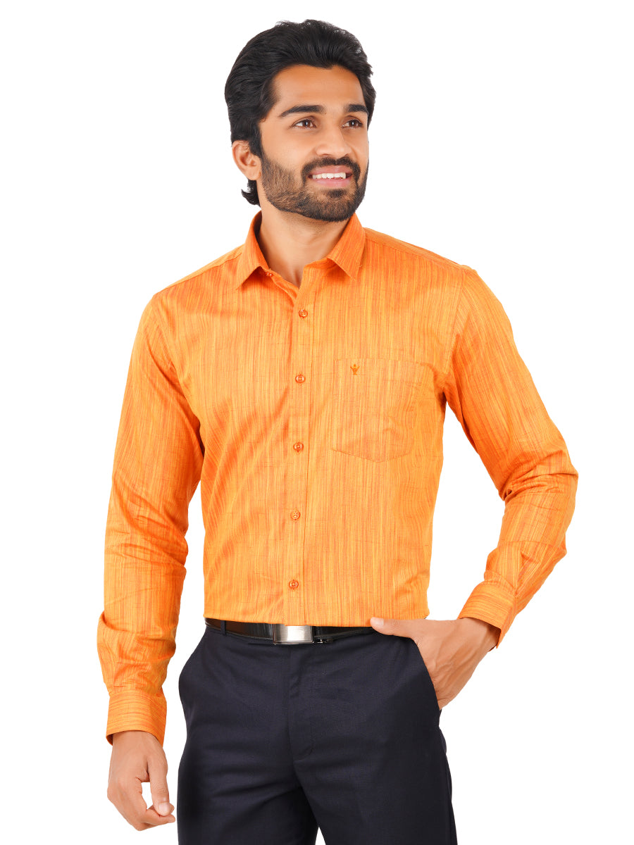 Mens Formal Shirt Full Sleeves Orange T32 TH5-FRONT VIEW