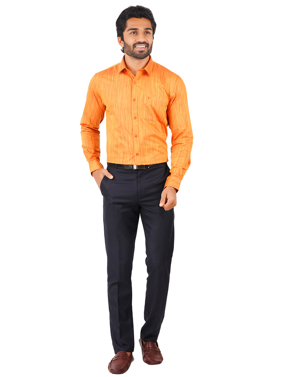 Mens Formal Shirt Full Sleeves Orange T32 TH5-Full view