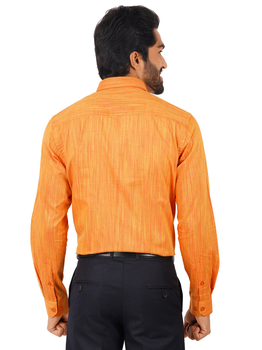Mens Formal Shirt Full Sleeves Orange T32 TH5-Back view