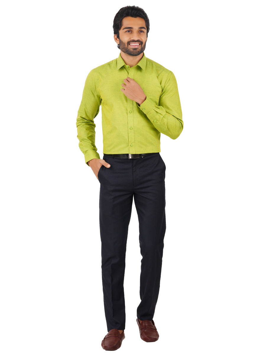 Mens Formal Shirt Full Sleeves Yellow Green T16 CO4-Full view