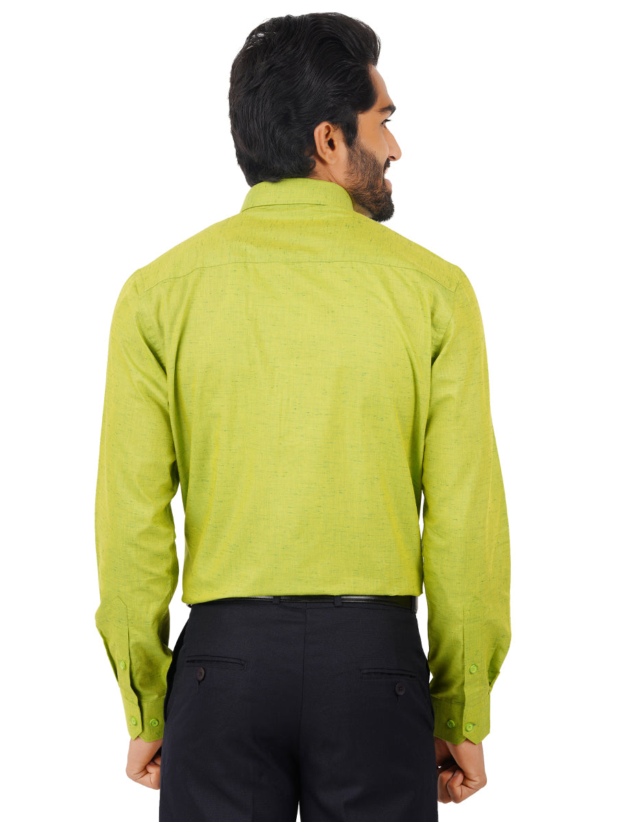 Mens Formal Shirt Full Sleeves Yellow Green T16 CO4-Back view