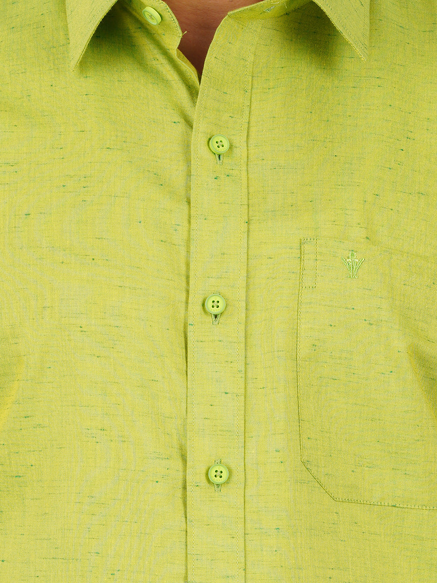 Mens Formal Shirt Full Sleeves Yellow Green T16 CO4-Zoom view