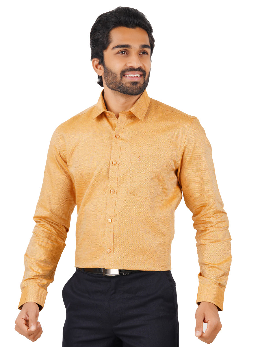 Mens Formal Shirt Full Sleeves Light Orange T18 CY1-Front view