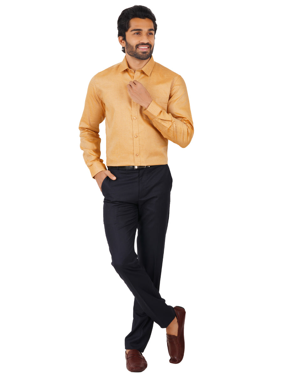 Mens Formal Shirt Full Sleeves Light Orange T18 CY1-Full view