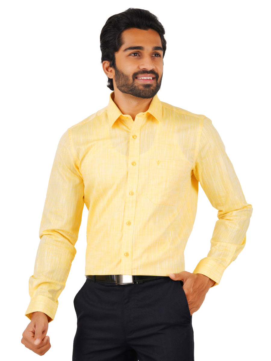 Mens Formal Shirt Full Sleeves Yellow CL2 GT14-Front view