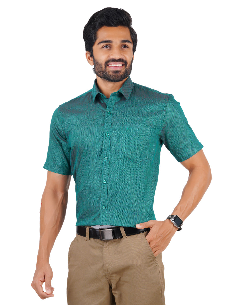 Mens Formal Shirt Half Sleeves Cyan Green T30 TF3