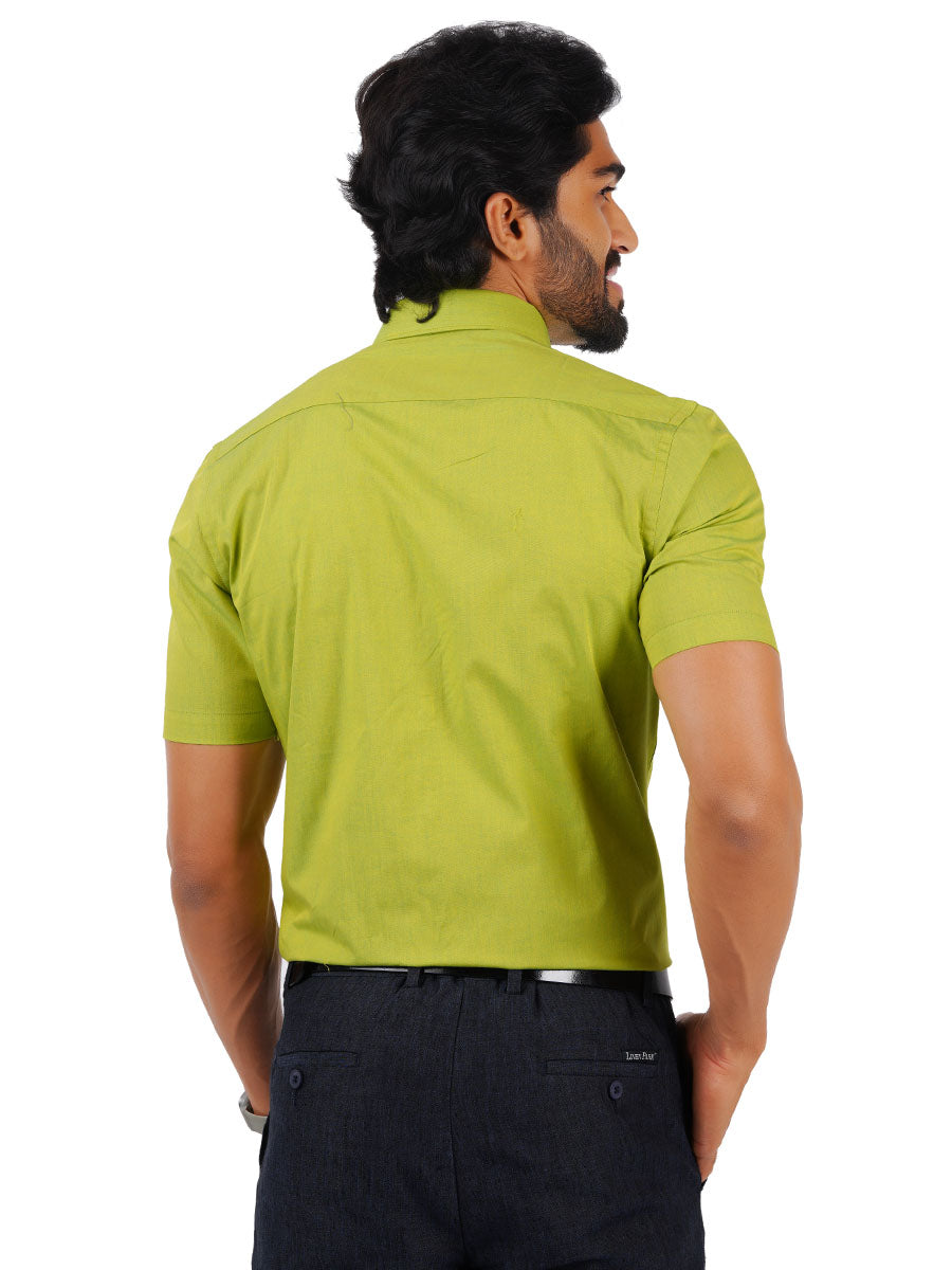 Mens Premium Cotton Formal Shirt Half Sleeves Green MH G112-Back view