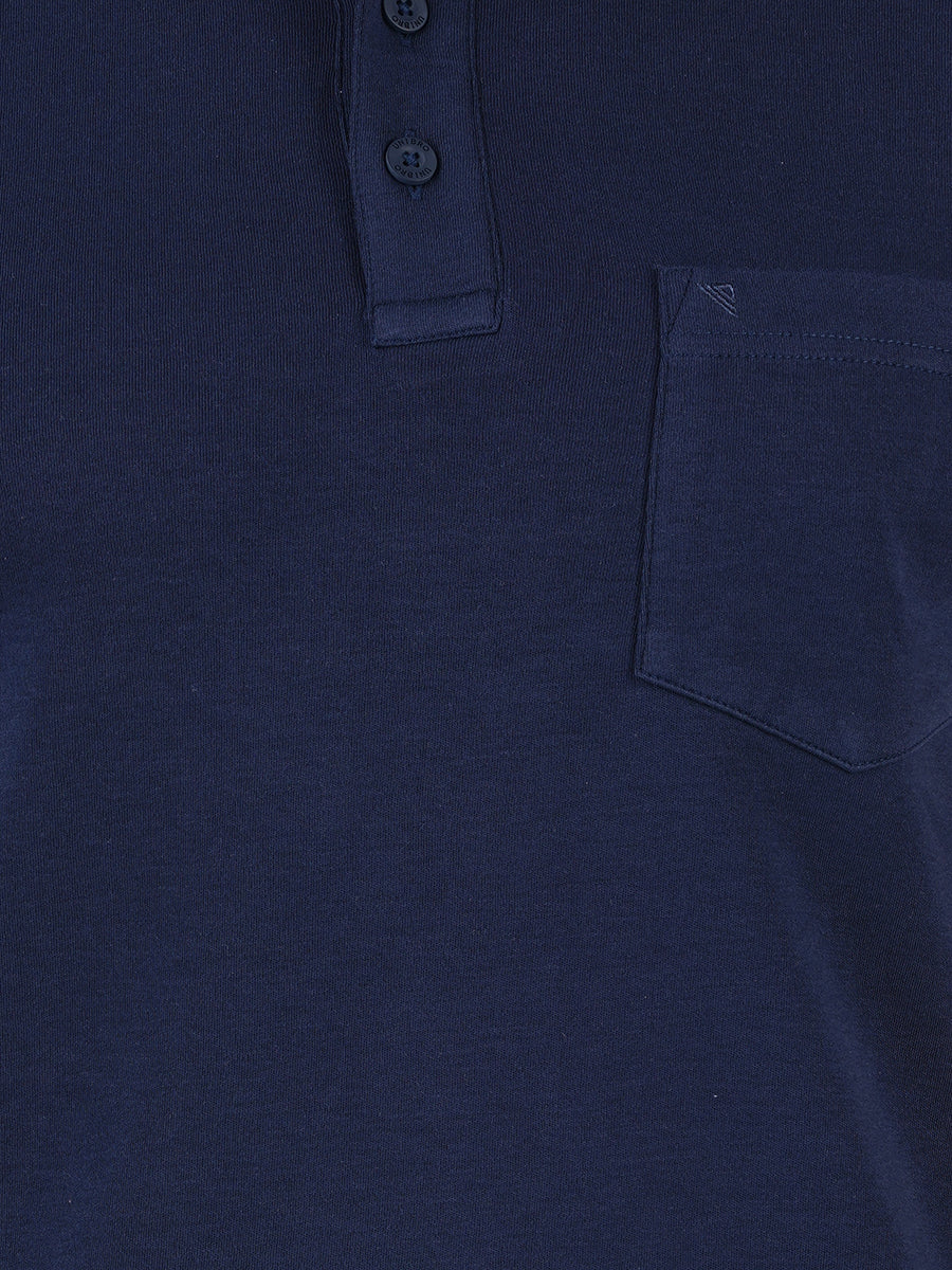 Super Combed Cotton Polo T-Shirt Navy Blue with Chest Pocket-Zoom view