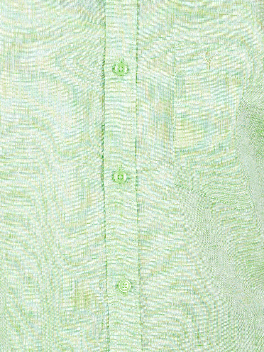 Mens Pure Linen Half Sleeves Shirt Green-Zoom view