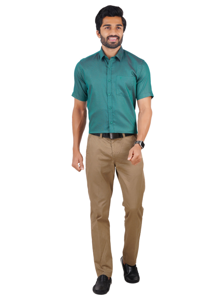 Mens Formal Shirt Half Sleeves Cyan Green T30 TF3-Full view