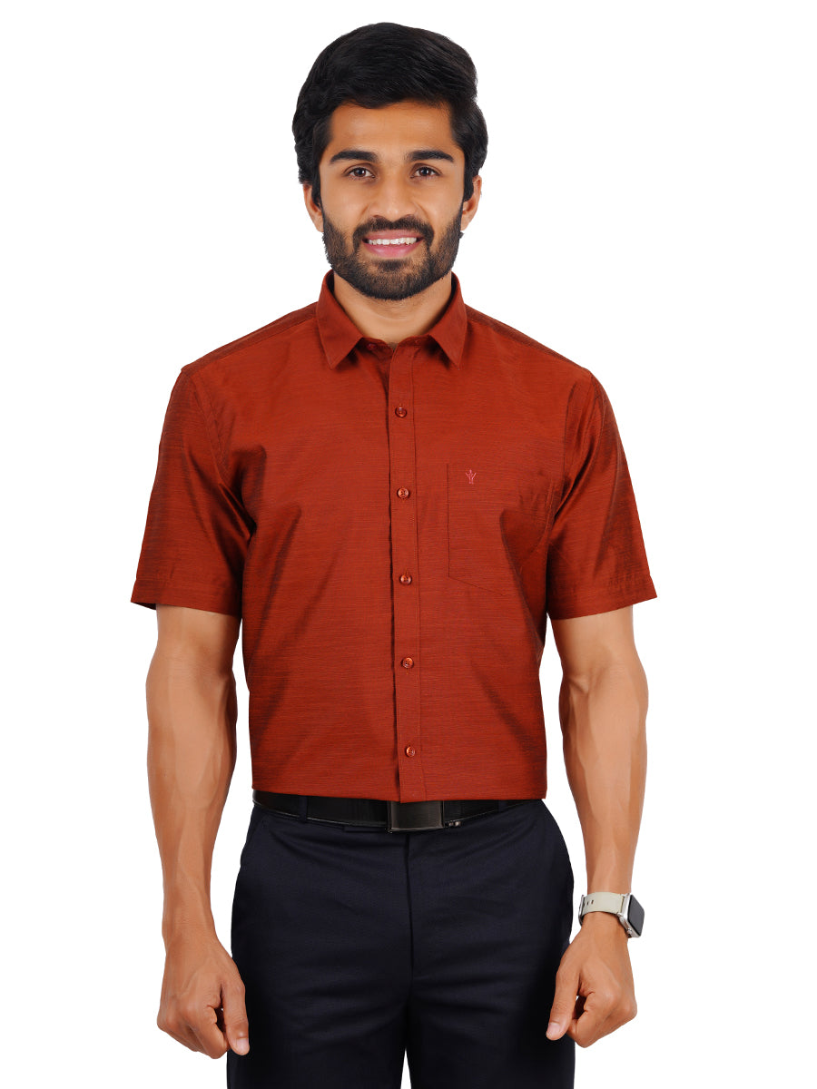 Mens Formal Shirt Half Sleeves Copper Brown T29 TE2