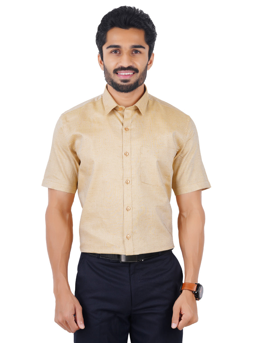 Mens Formal Shirt Half Sleeves Pale Orange T18 CY7-Front view