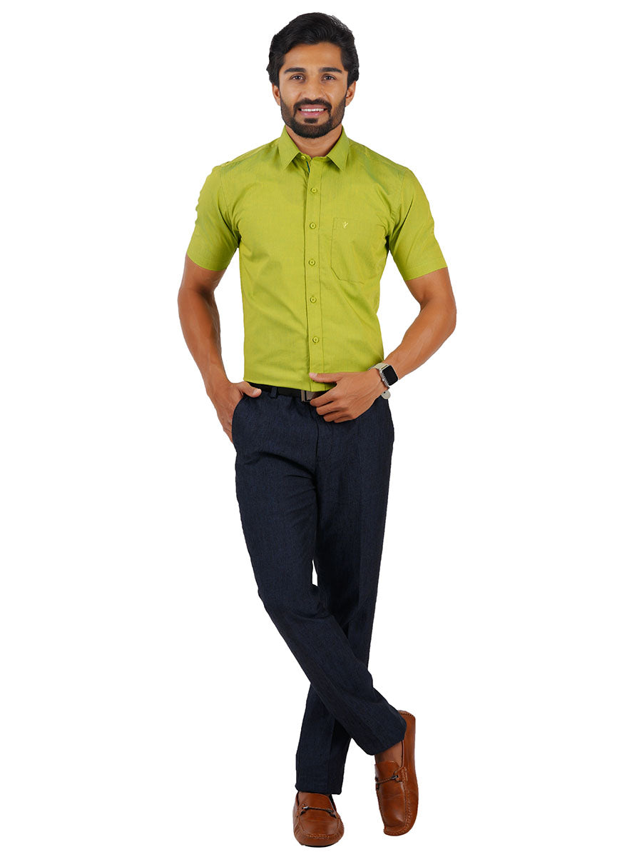 Mens Premium Cotton Formal Shirt Half Sleeves Green MH G112-Full view