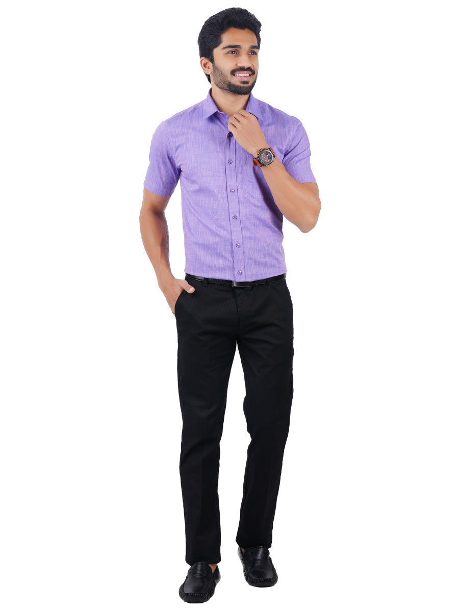 Mens Formal Shirt Half Sleeves Violet CL2 GT11-Full view