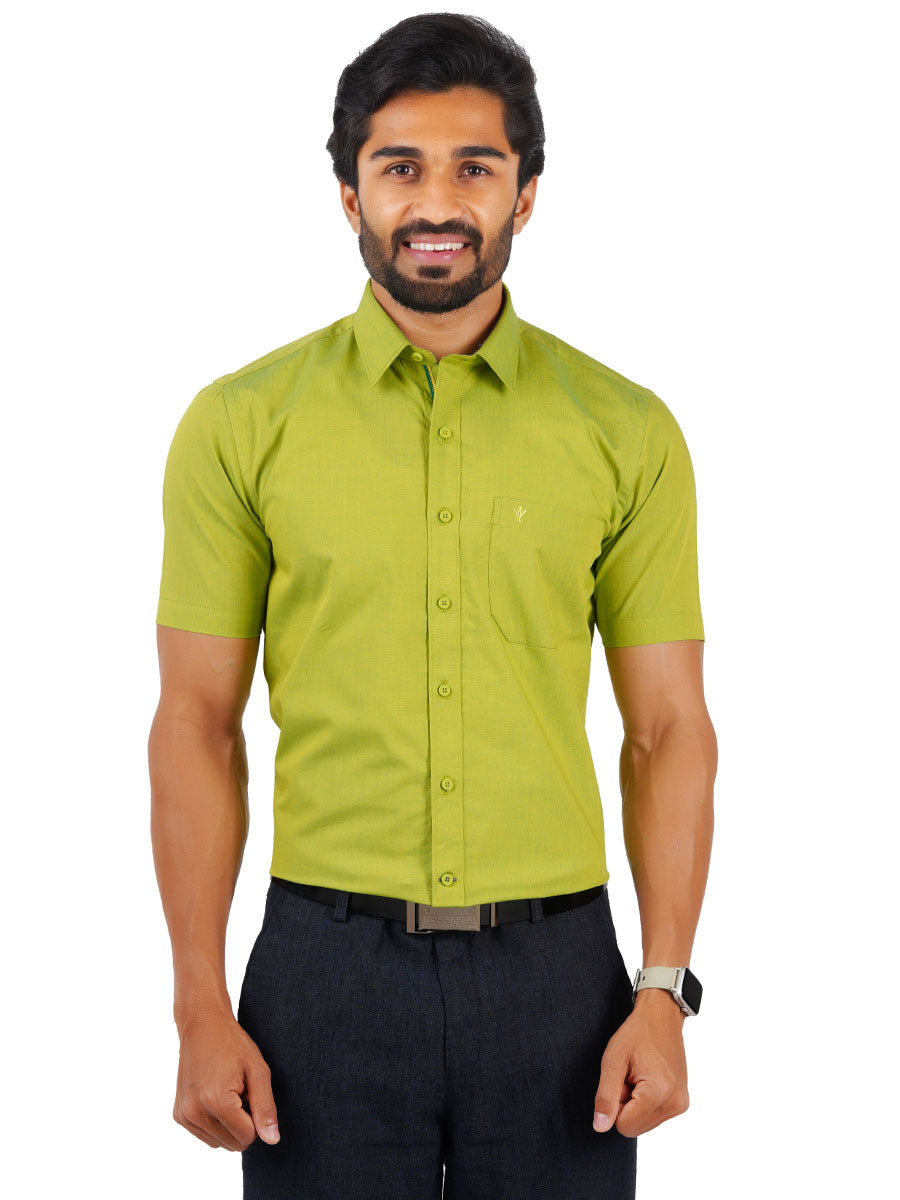 Mens Premium Cotton Formal Shirt Half Sleeves Green MH G112