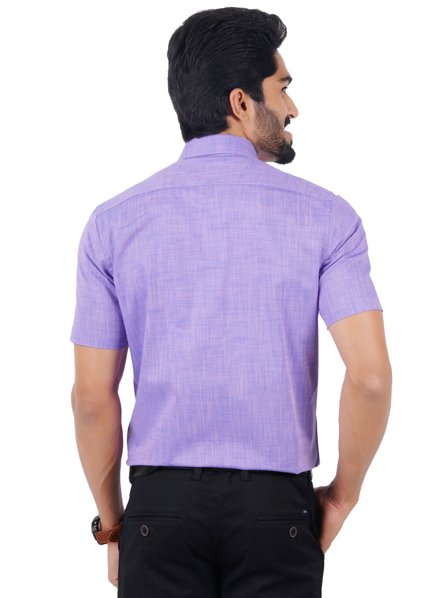 Mens Formal Shirt Half Sleeves Plus Size Violet CL2 GT11-Back view