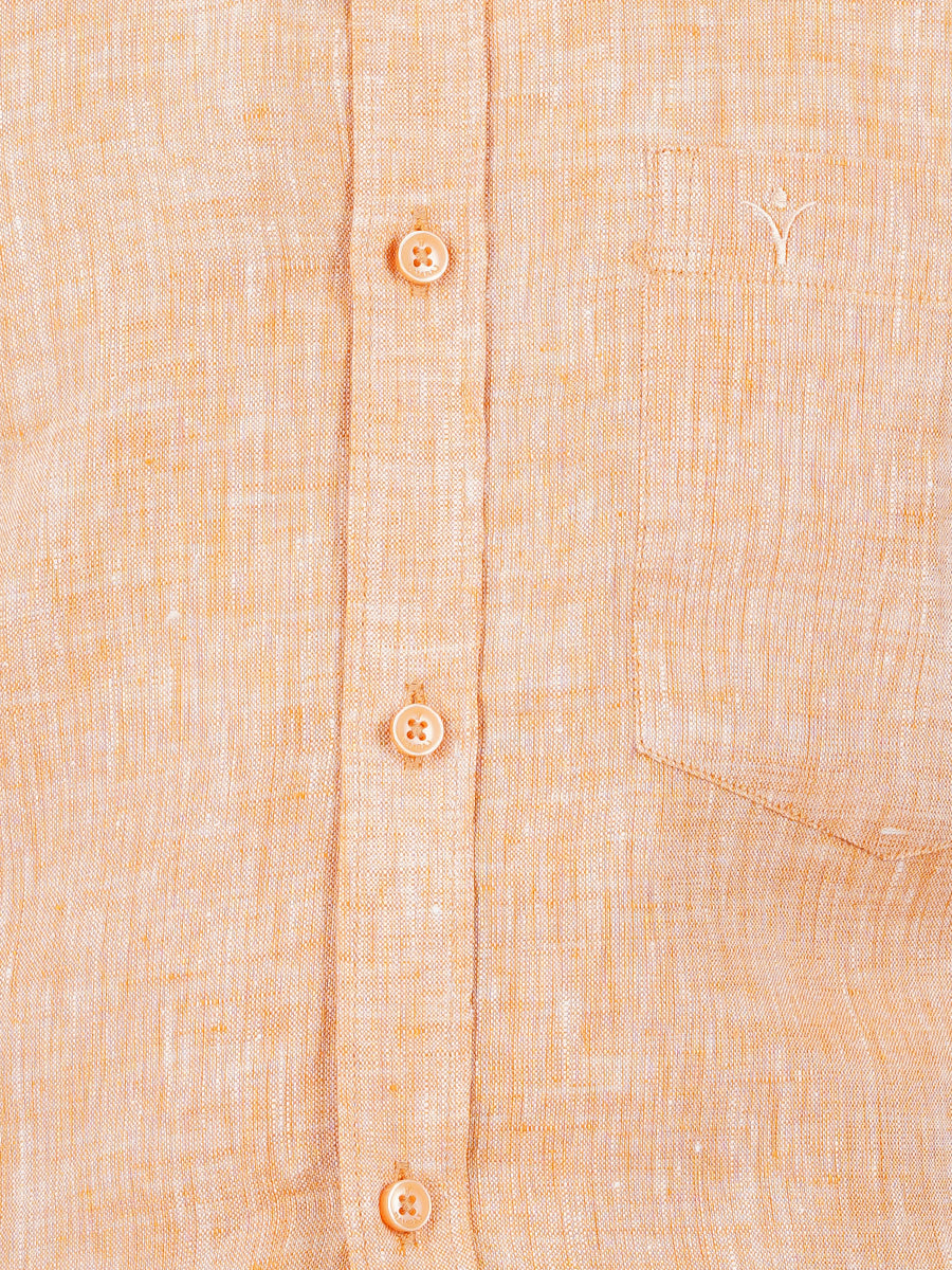 Mens Pure Linen Half Sleeves Shirt Pale Orange-Zoom view