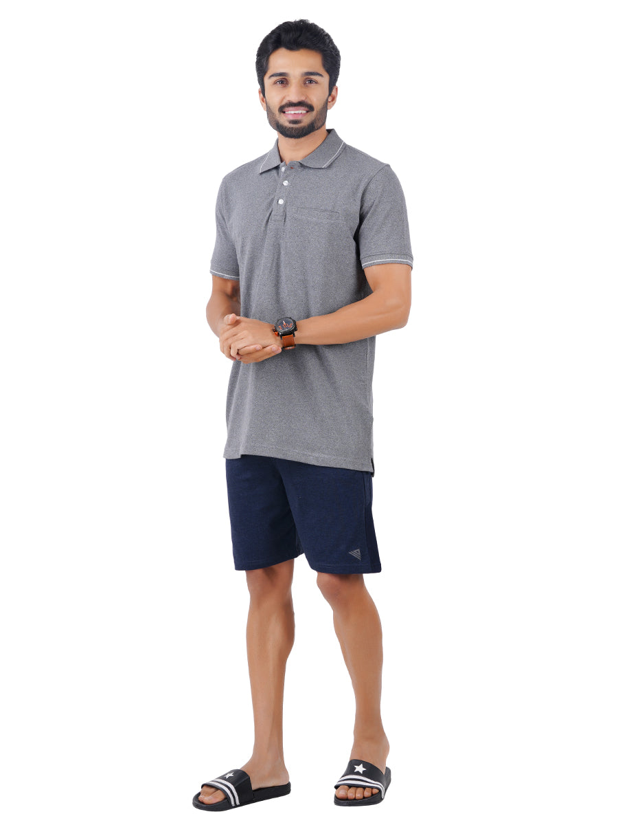 Mens Cotton Blend Smart Fit Polo T-Shirt with Pocket Shorts Set-Side alternative view