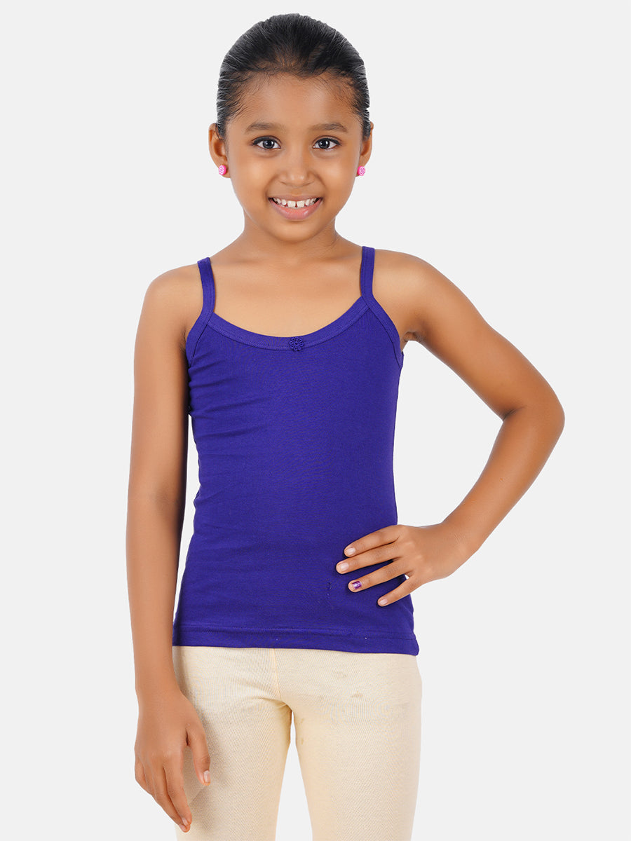 Girl's Combed Cotton Camisole (2 PCs Pack)-Front view