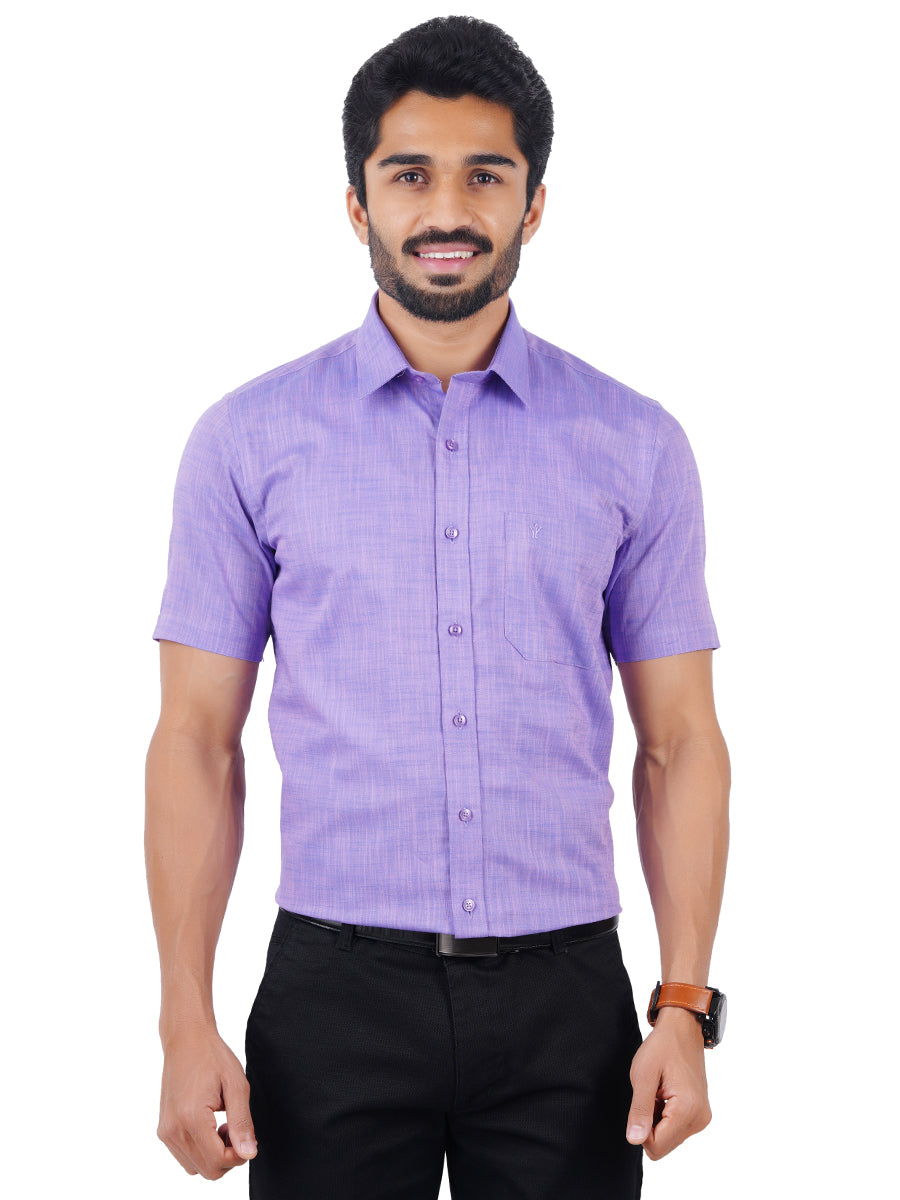 Mens Formal Shirt Half Sleeves Plus Size Violet CL2 GT11