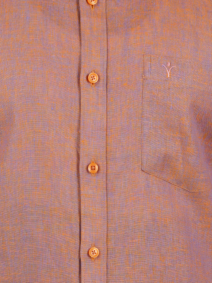 Mens Pure Linen Half Sleeves Shirt Light Maroon-Zoom view