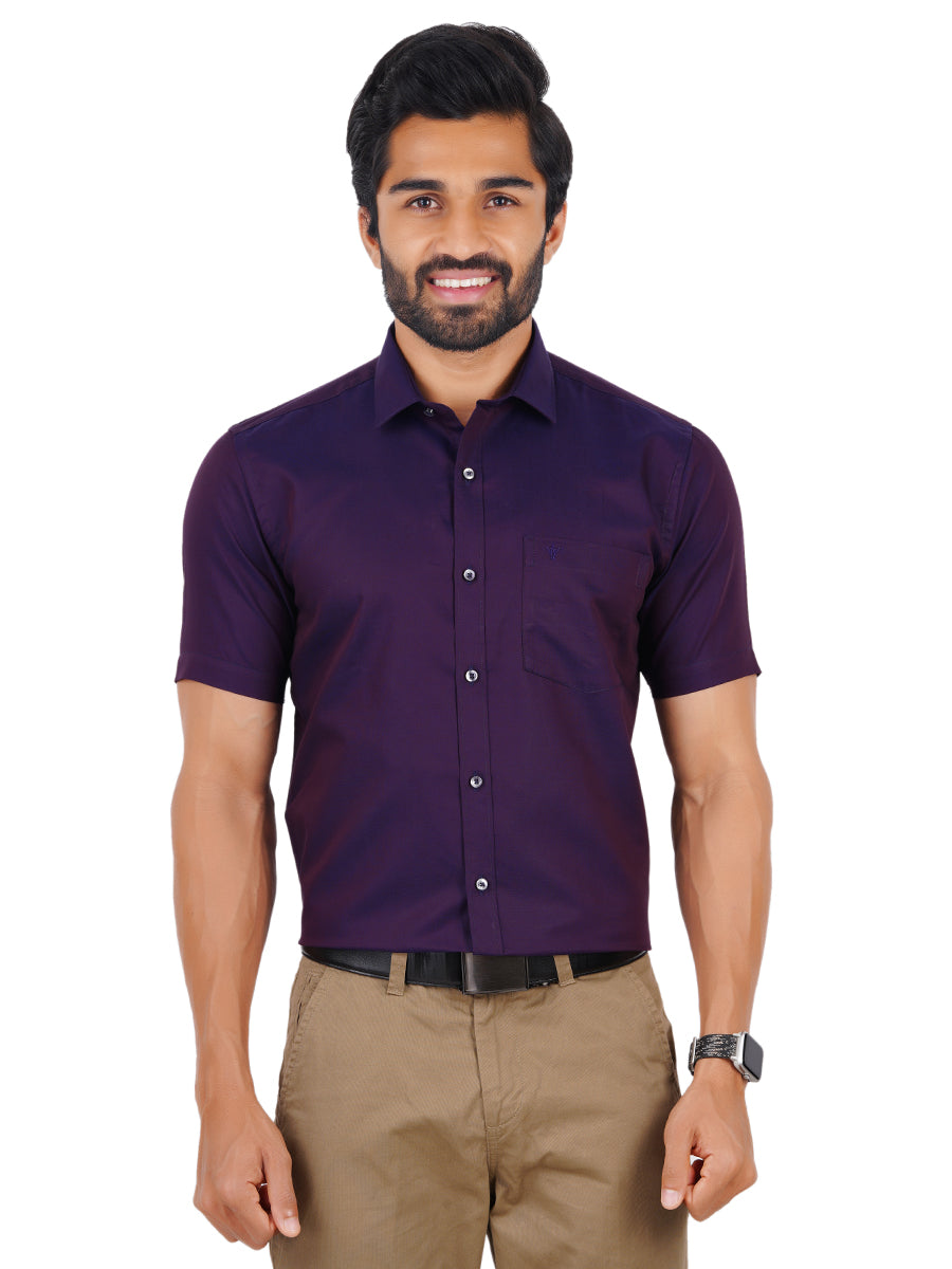 Premium Cotton Shirt Half Sleeves Dark Purple EL GP16