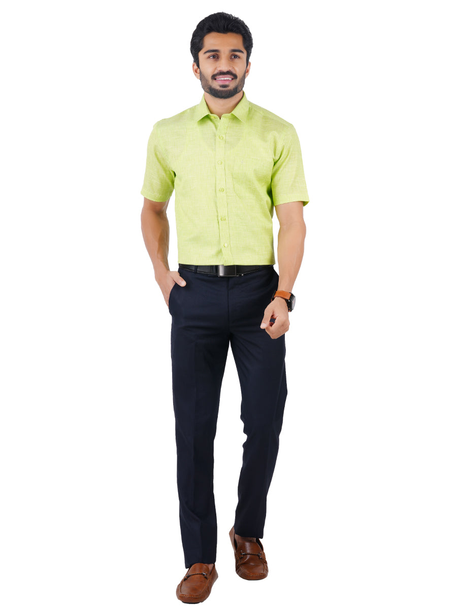 Mens Cotton Blended Formal Shirt Half Sleeves Light Green T12 CK1-Full view